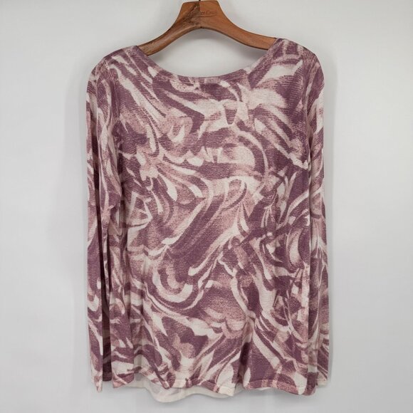 Chicos 1 Womens Abstract-Print Bateau-Neck Pullover Sweater Size medium Mauve - Picture 9 of 13